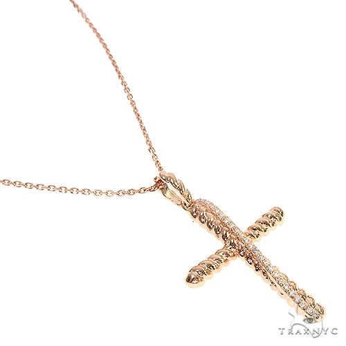 14K Gold Twisted  Diamond Rope Cross Pendant Set 66615 - Image 2