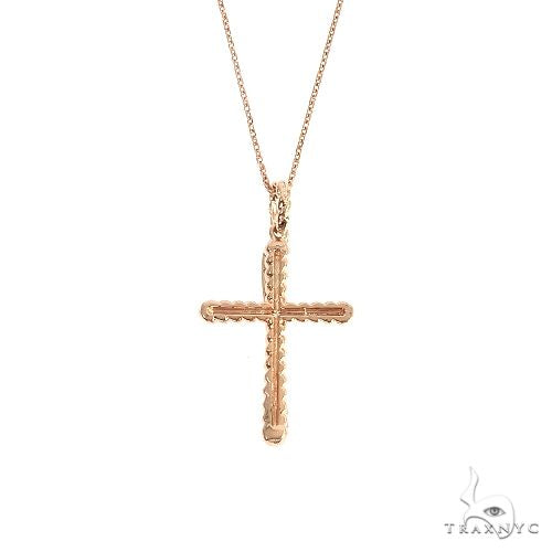 14K Gold Twisted  Diamond Rope Cross Pendant Set 66615 - Image 3
