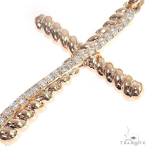14K Gold Twisted  Diamond Rope Cross Pendant Set 66615 - Image 4