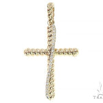 14K Gold Twisted  Diamond Rope Cross Pendant 65446 - Image 1