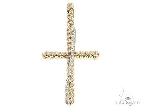 14K Gold Twisted  Diamond Rope Cross Pendant 65446 - Image 1