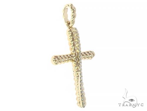 14K Gold Twisted  Diamond Rope Cross Pendant 65446 - Image 2