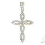 14K Yellow Gold Twisted Diamond Cross Pendant 65305 - Image 1