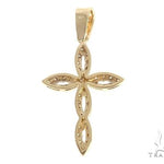 14K Yellow Gold Twisted Diamond Cross Pendant 65305 - Image 3