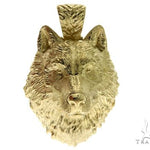 14K Yellow Gold Wolf Head Charm Pendant 62497 - Image 1