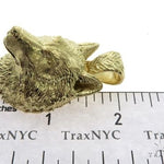 14K Yellow Gold Wolf Head Charm Pendant 62497 - Image 10