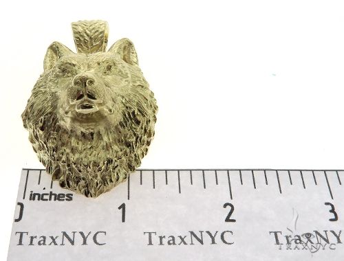 14K Yellow Gold Wolf Head Charm Pendant 62497 - Image 11