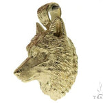 14K Yellow Gold Wolf Head Charm Pendant 62497 - Image 2