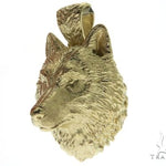 14K Yellow Gold Wolf Head Charm Pendant 62497 - Image 3