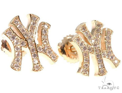14K Yellow Gold Yankee Diamond Stud Earrings 64411 - Image 1