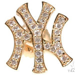 14K Yellow Gold Yankee Diamond Stud Earrings 64411 - Image 3