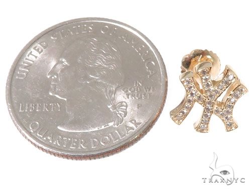 14K Yellow Gold Yankee Diamond Stud Earrings 64411 - Image 4