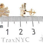 14K Yellow Gold Yankee Diamond Stud Earrings 64411 - Image 6