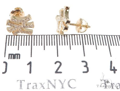 14K Yellow Gold Yankee Diamond Stud Earrings 64411 - Image 6