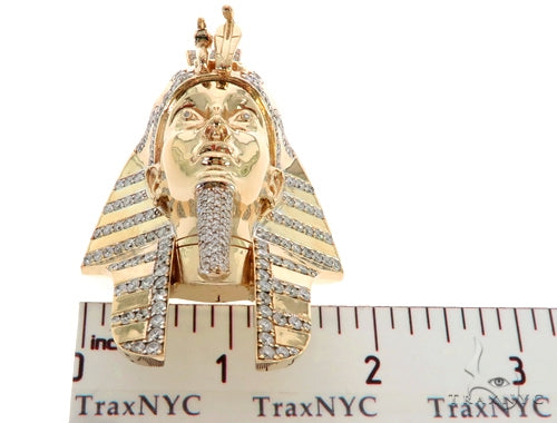 14K Gold Pharaoh King Tut Diamond Pendant, photo 2 of 10