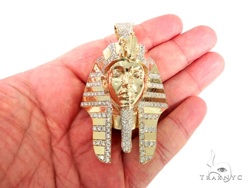 14K Gold Pharaoh King Tut Diamond Pendant, photo 9 of 10