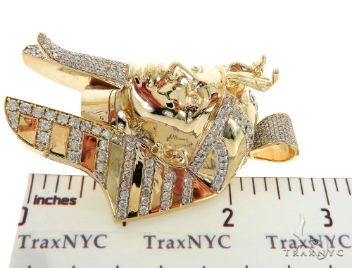 14K Gold Pharaoh King Tut Diamond Pendant, photo 10 of 10