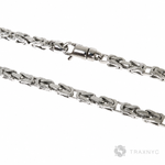 14K white gold Byzantine chain necklace, 28 inches, 3.8mm men's style.