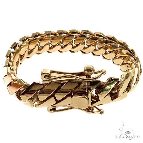 14KY Gold Semi Solid Sharp Edge Miami Cuban Bracelet 8 Inches 18mm, photo 2 of 5