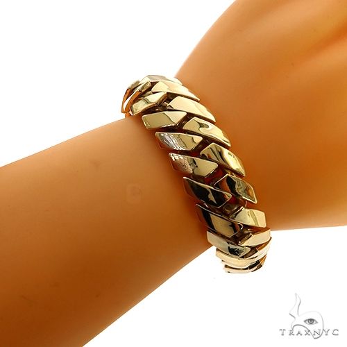 14KY Gold Semi Solid Sharp Edge Miami Cuban Bracelet 8 Inches 18mm, photo 5 of 5
