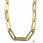 14k Yellow Gold Hollow Paperclip Link Chain  7.7mm 22 inches