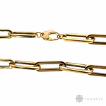 14k Yellow Gold Hollow Paperclip Link Chain  7.7mm 22 inches