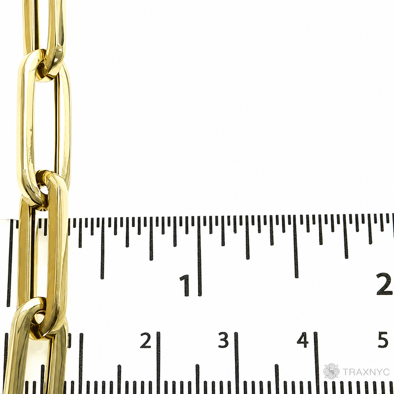 14k Yellow Gold Hollow Paperclip Link Chain  7.7mm 22 inches