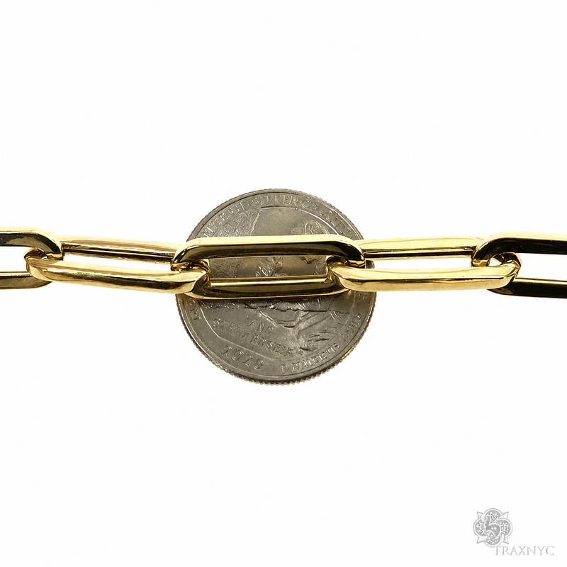 14k Yellow Gold Hollow Paperclip Link Chain  7.7mm 22 inches