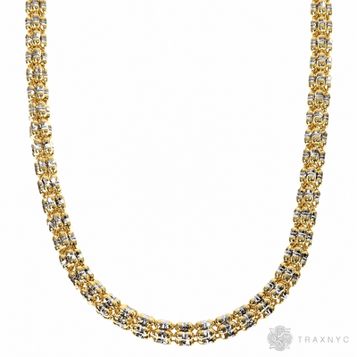 14k yellow gold iced link chain, 3.8mm thick, 24-inch men's necklace.