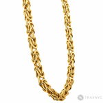 14k Yellow Gold 3mm solid Byzantine Link Chain, 24 inches long, polished finish.