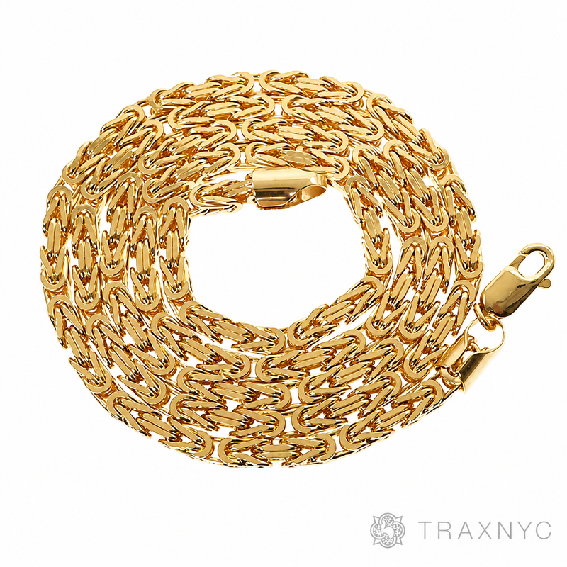 14k Yellow Gold Solid Byzantine link 4mm 20 inches