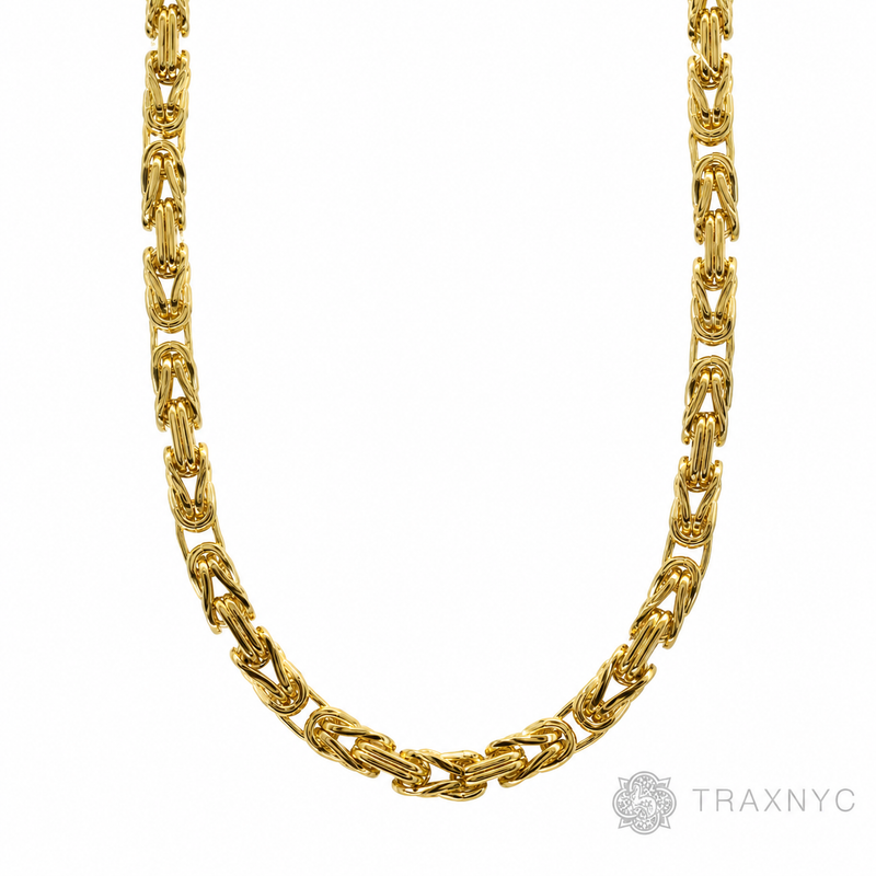 14k Yellow Gold Solid Byzantine link 5mm 22 inches 70130
