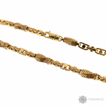 14K yellow gold Greek key link chain, 20 inches, 5.5mm men's style, assorted links.