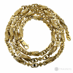 14K yellow gold Greek key link chain, 20 inches, 5.5mm men's style, assorted links.