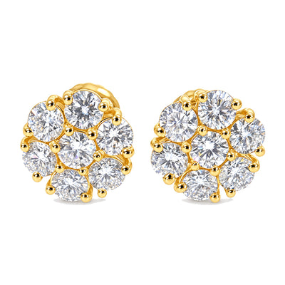 14K Gold 10 PT Diamond Flower Earrings (Lab)