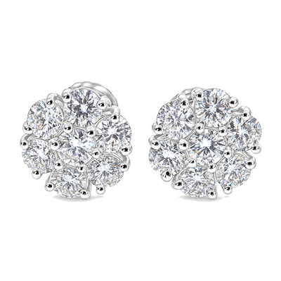 14K Gold 10 PT Diamond Flower Earrings (Lab) 68236 - TRAX2