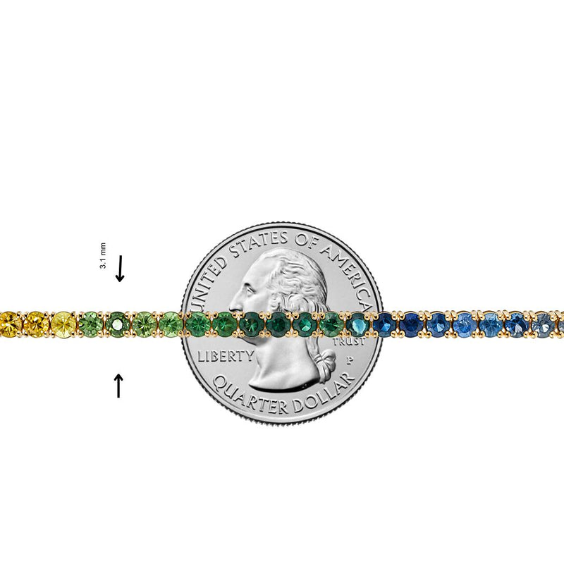 14K Gold 7 Pointer Rainbow Sapphire Tennis Bracelet 68573 - TRAX14