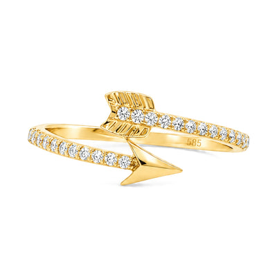 14K Gold Arrow Bypass Lab-Grown Diamond Ring