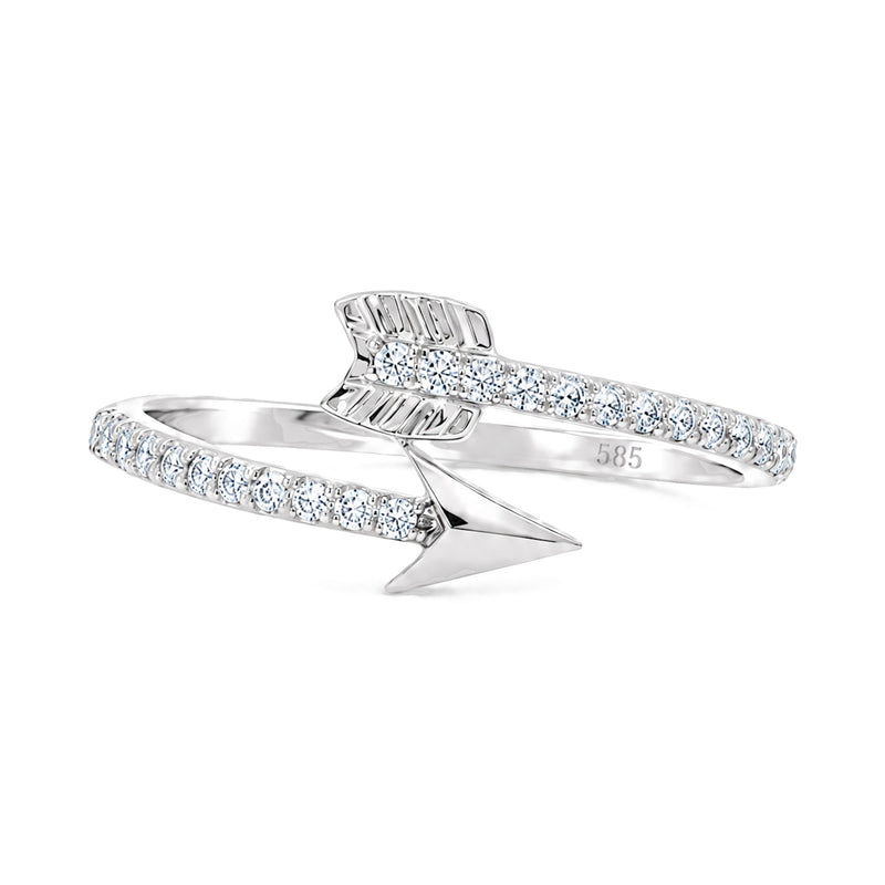 14K Gold Arrow Bypass Lab-Grown Diamond Ring, view 2