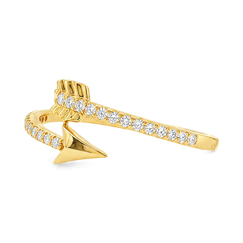 14K Gold Arrow Bypass Lab-Grown Diamond Ring, view 4