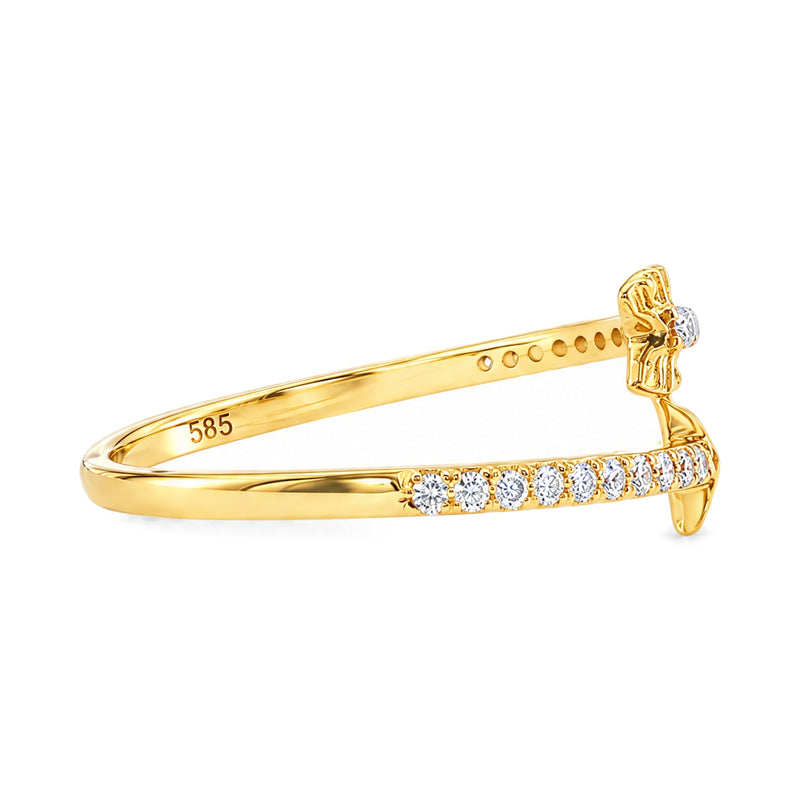 14K Gold Arrow Bypass Lab-Grown Diamond Ring, view 6