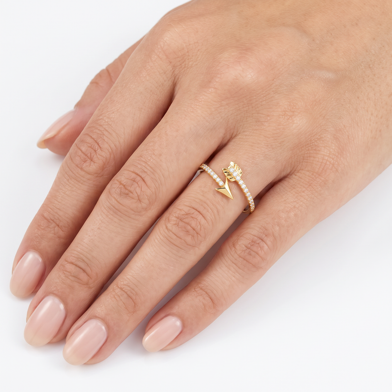 14K Gold Arrow Bypass Lab-Grown Diamond Ring, photo 9 of 9
