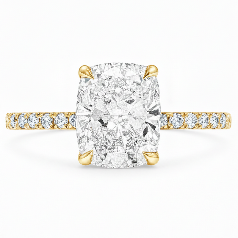 14K Gold Astral 3 Carat Cushion Cut Lab-Grown Diamond Engagement Ring, view 2
