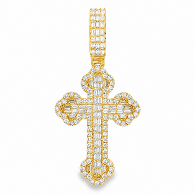 14K Gold Baguette Diamond Cross