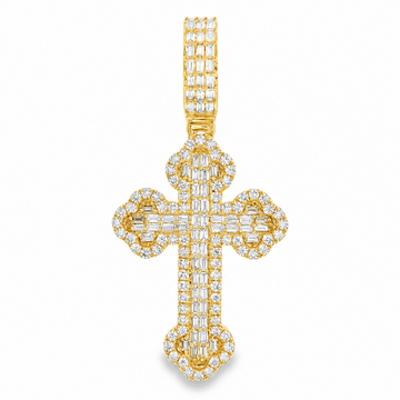 14K Gold Baguette Diamond Cross
