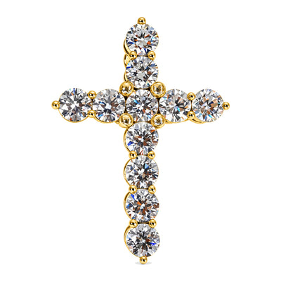14K Gold Big Ben 50 Pointer Lab Diamond Cross Pendant