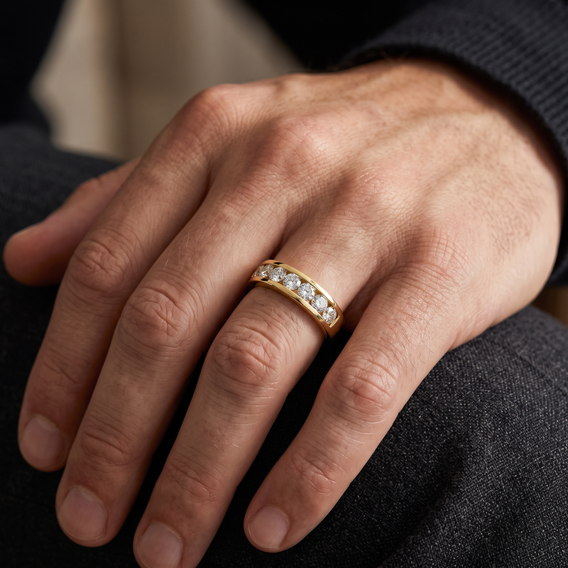 14K Gold Channel Set Diamond Wedding Ring, photo 10 of 10