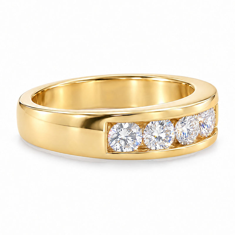 14K Gold Channel Set Diamond Wedding Ring, view 4