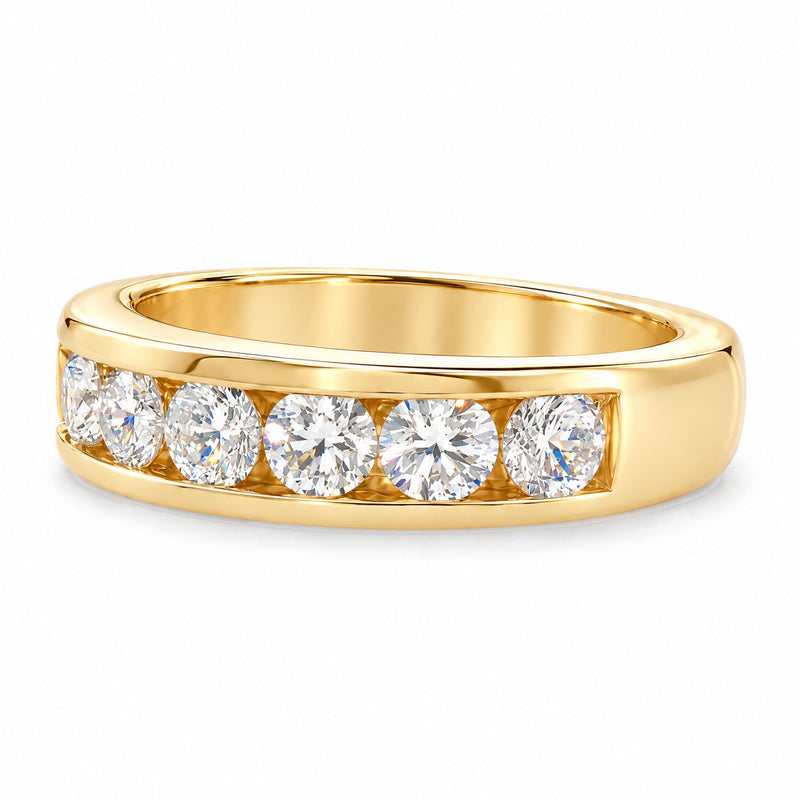14K Gold Channel Set Diamond Wedding Ring, view 6