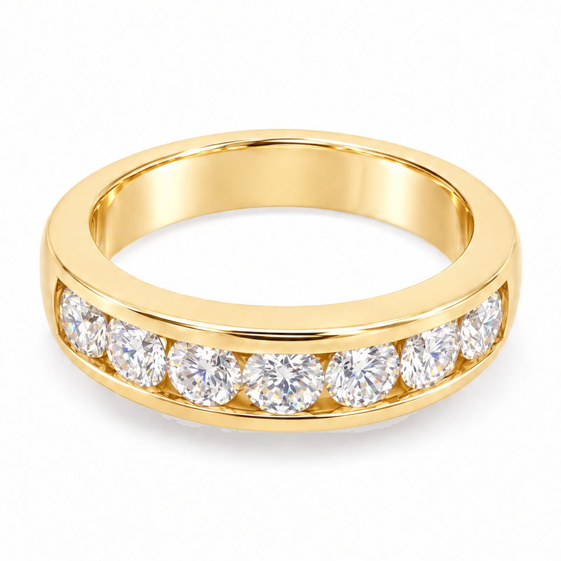 14K Gold Channel Set Diamond Wedding Ring, view 7